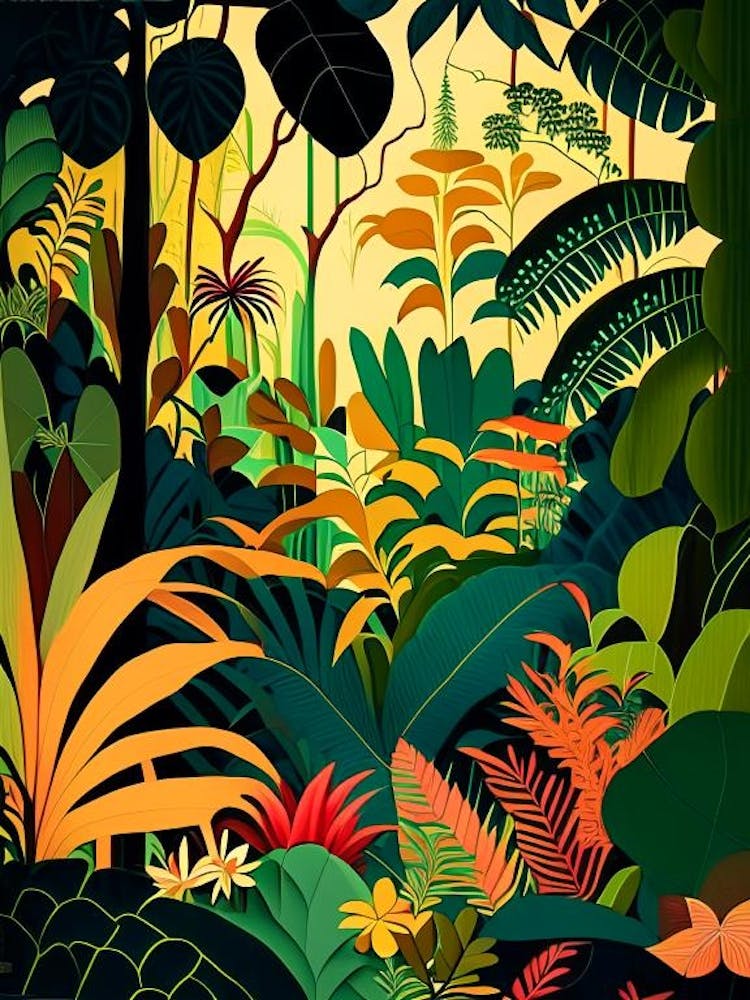Tropical Paradise Jungle 3 Rousseau Inspired