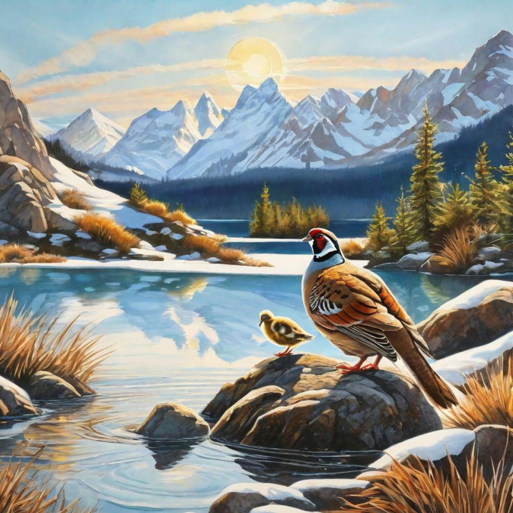 Pheasants By The Lake