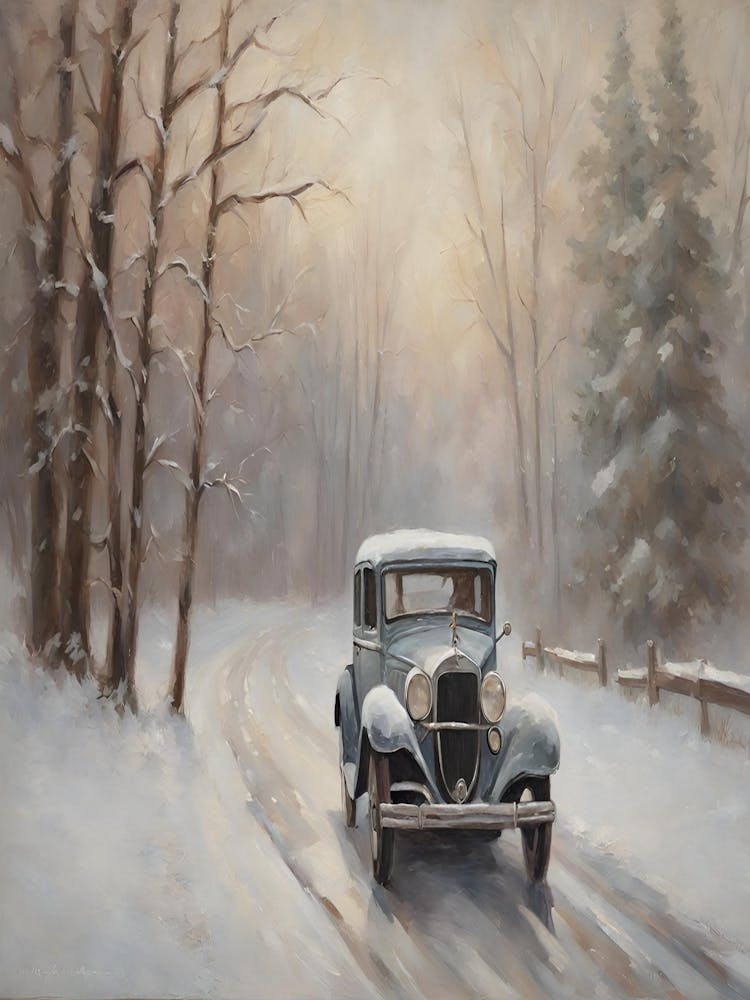 Old Car In The Snow