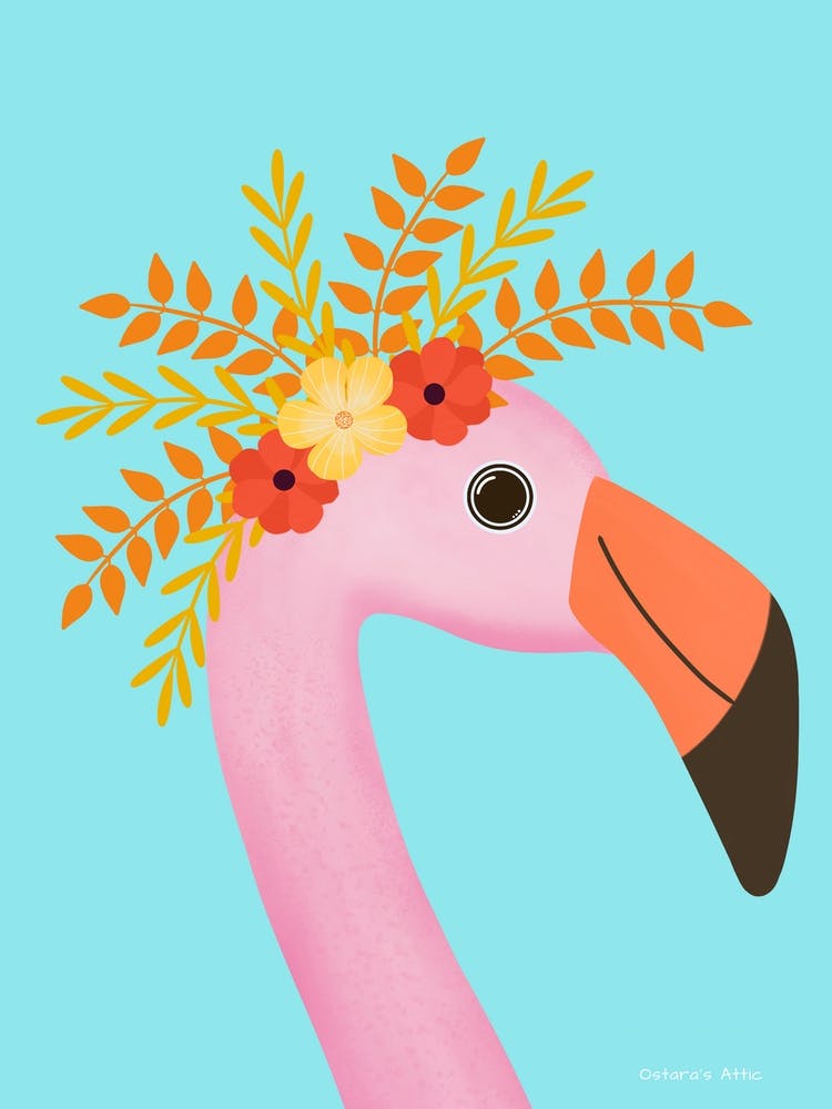 Pink Flamingo With Headress