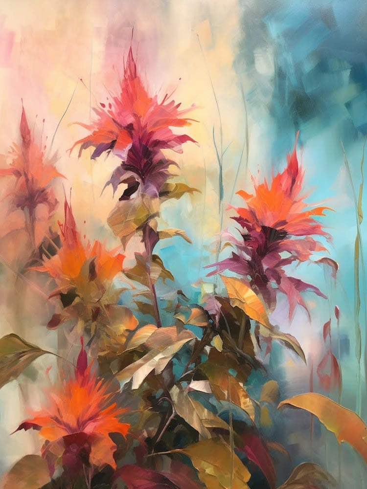 Fall Flower Painting Bee Balm 2