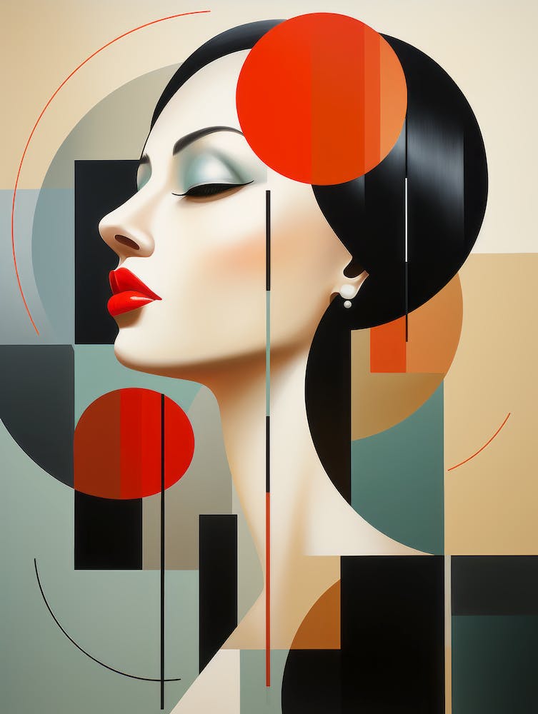 Beautiful woman - Abstract minimalist image in Bauhaus