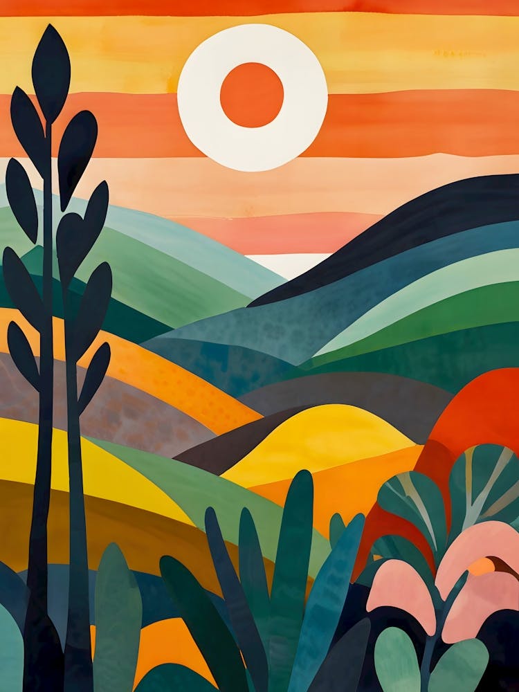 Sunrise Over Rolling Hills