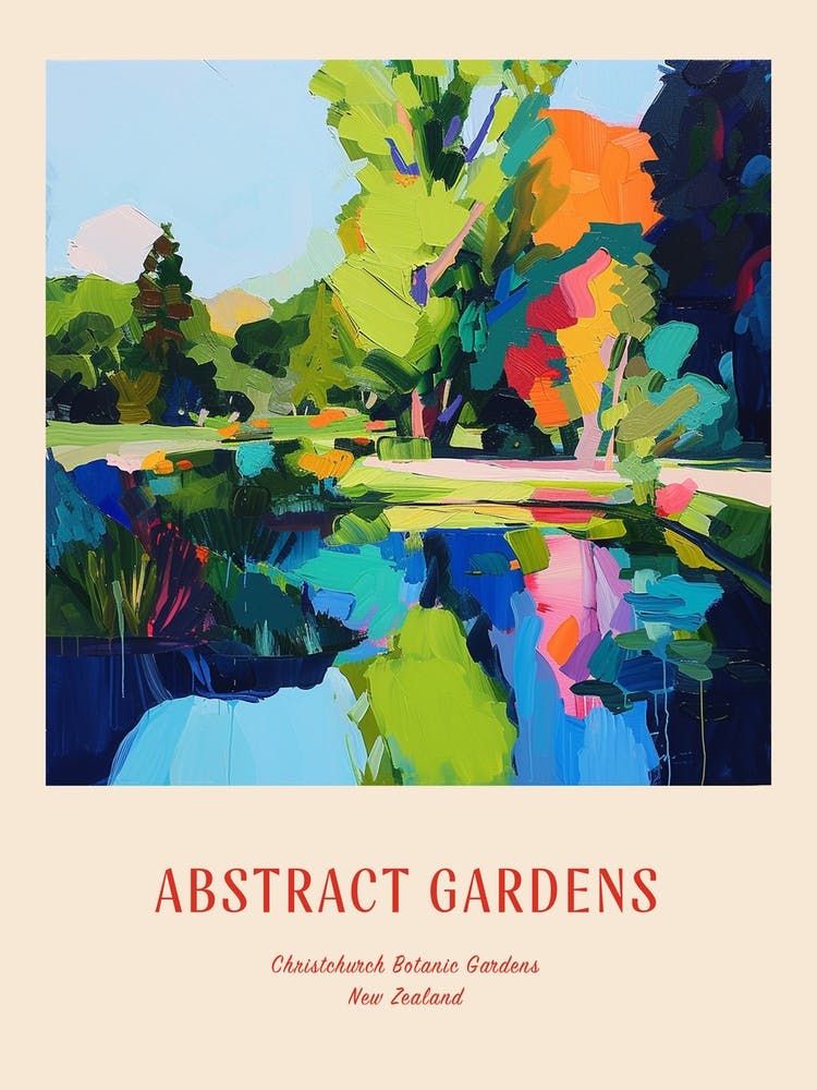 Colourful Gardens Christchurch Botanic Gardens New Zealand 4 Red Poster