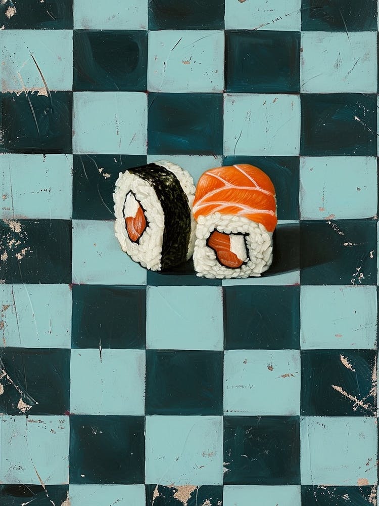 Sushi Blue Checkerboard 3