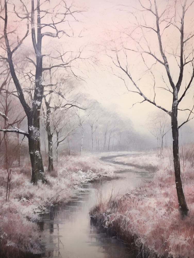 Dreamy Winter Painting The New Forest England 3