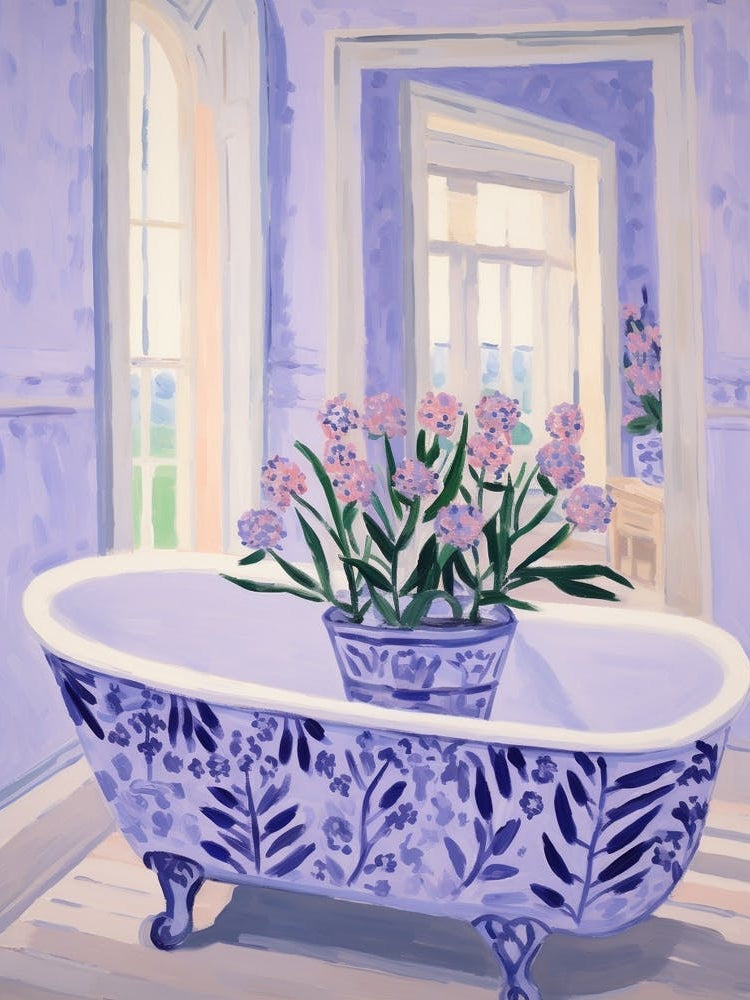 A Bathtube Full Lavender In A Bathroom 4