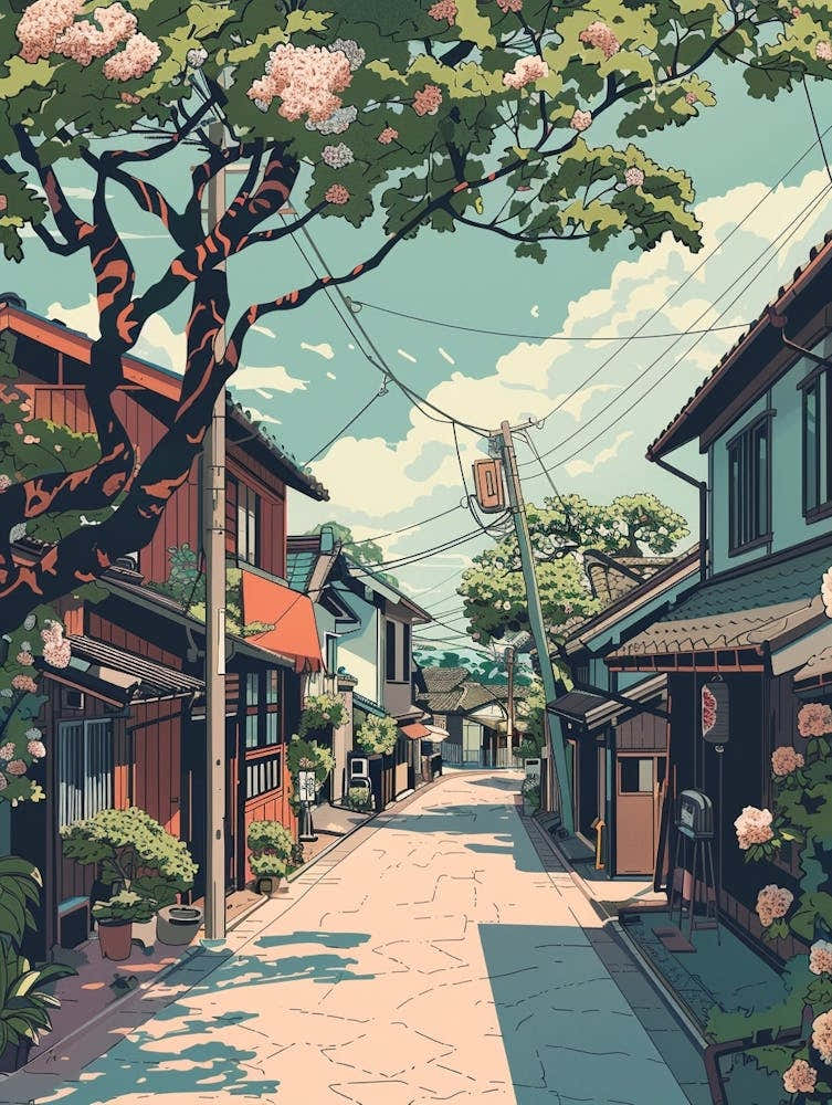 Sendai Japan 2 Retro Illustration