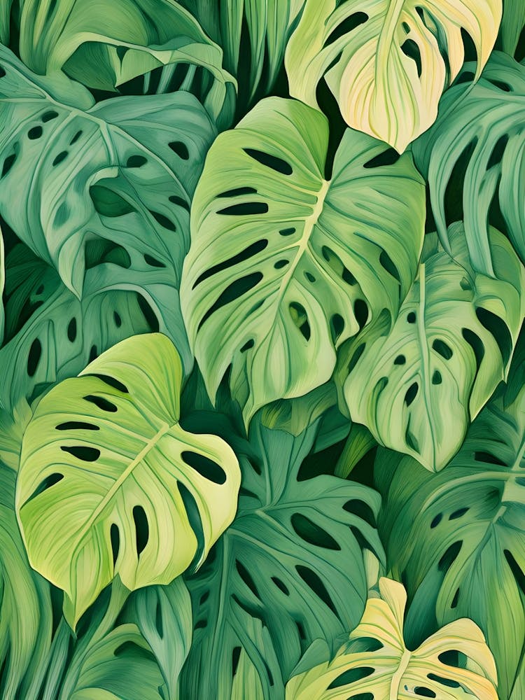 Monstera Leaves Seamless Pattern 1