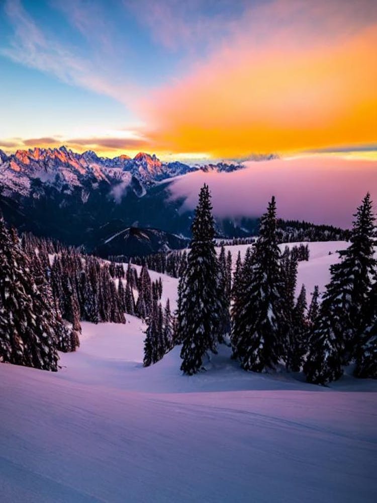 Courchevel, France Sunrise Skiing Poster
