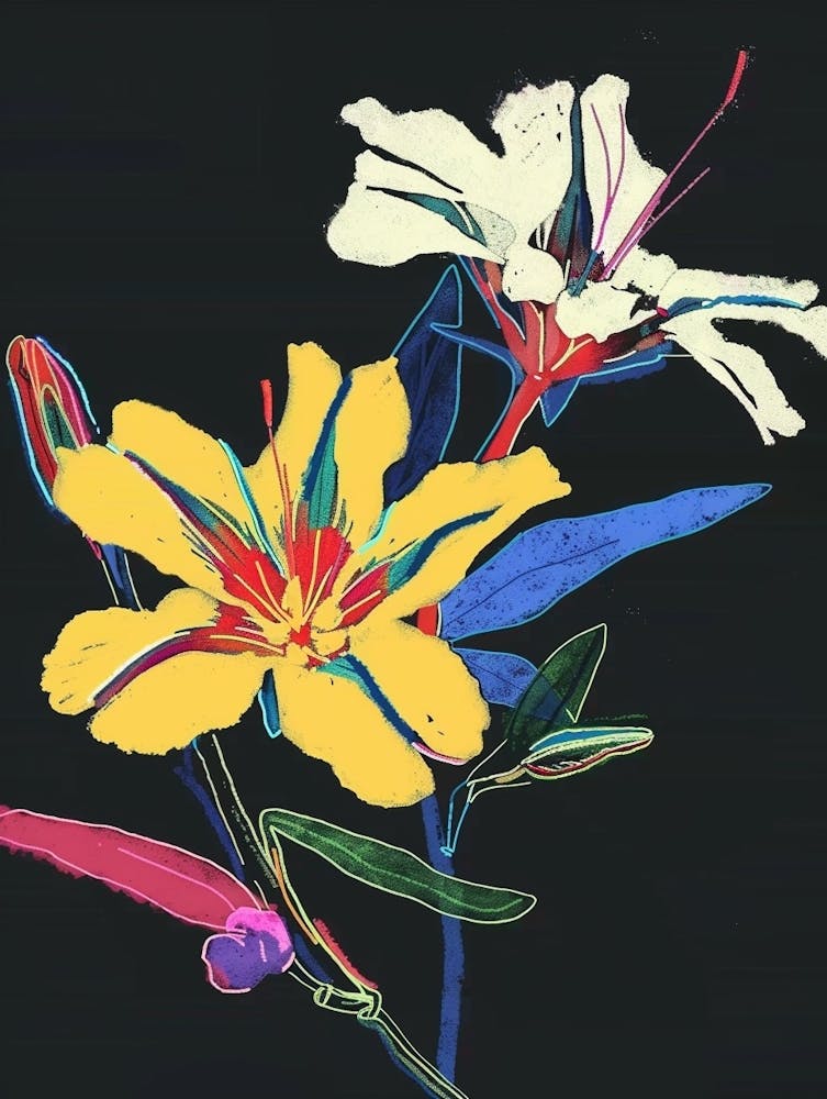 Neonblumen auf Schwarzer Nachtkerze 2