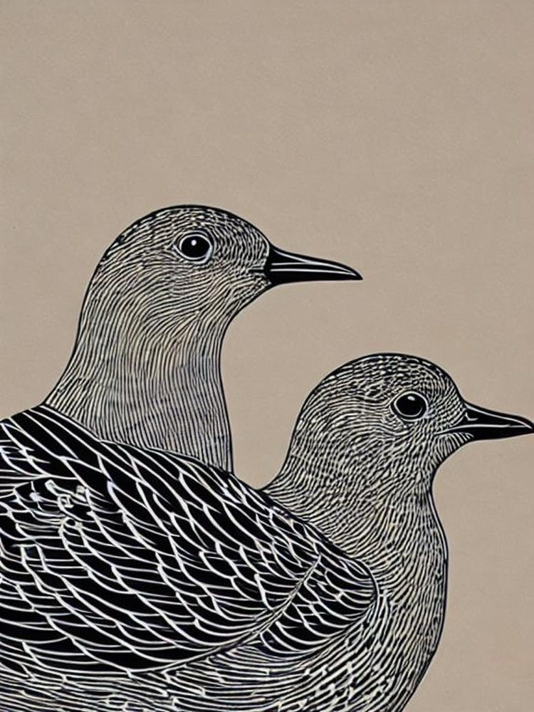 Grey Plover Linocut Bird