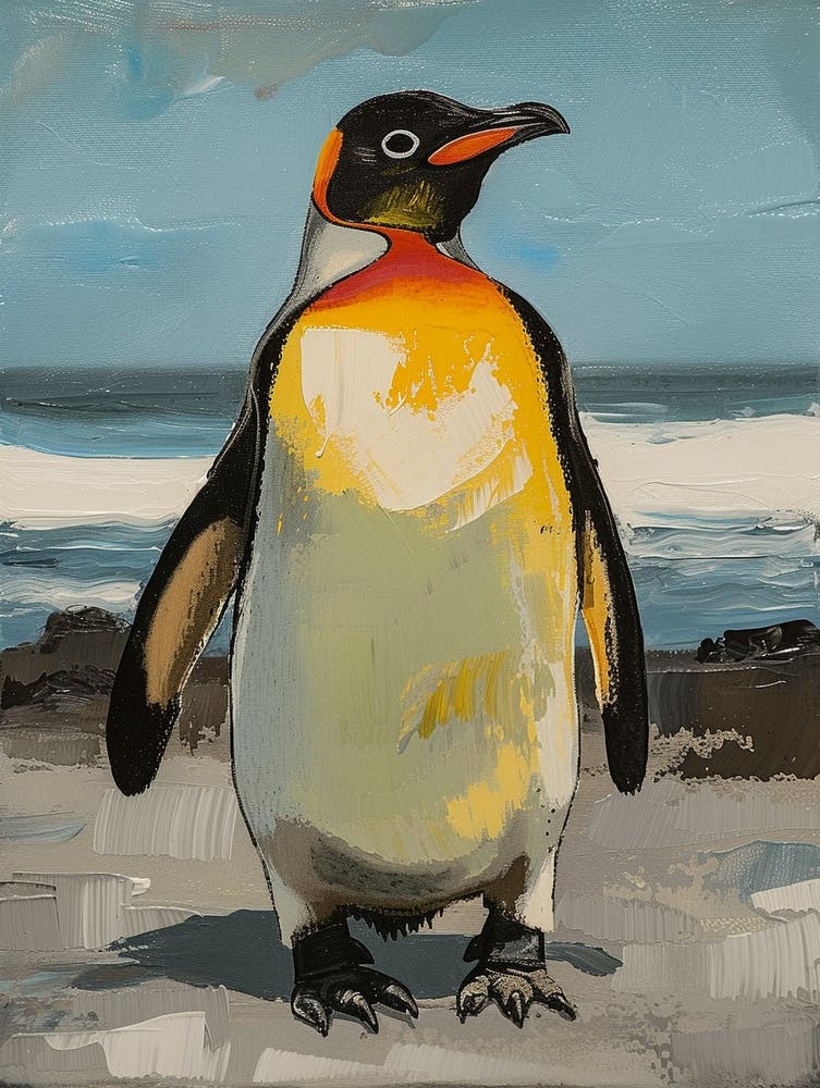 Galapagos Penguin Half Moon Island Colour Block Painting 2