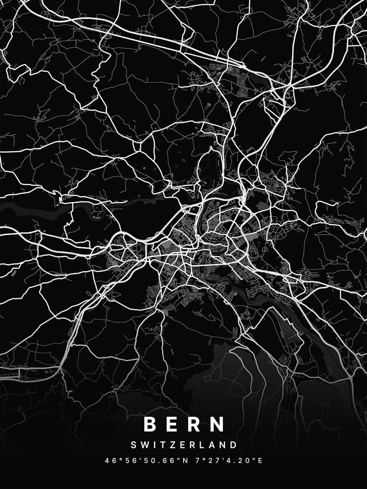 Bern Switzerland Black Map 1