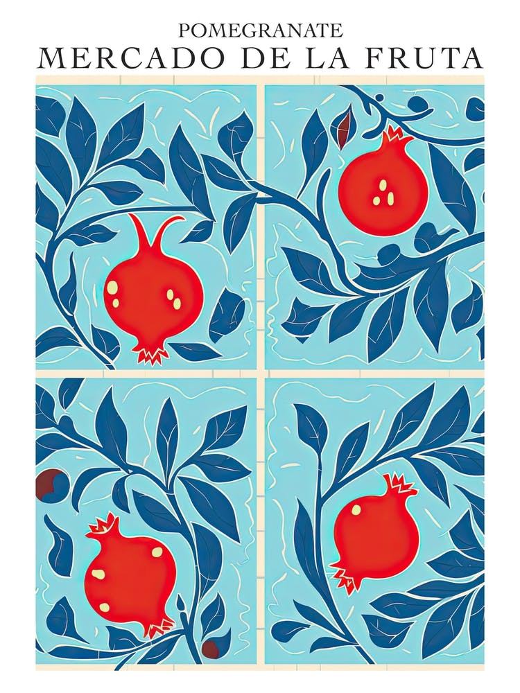 Mercado De La Fruta Pomegranate Illustration 4 Poster
