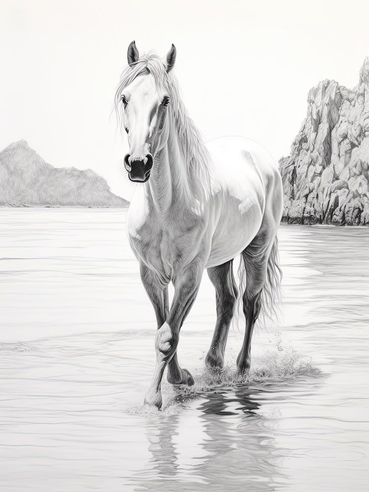 A Horse Oil Painting In Ao Nang Beach, Thailand, Portrait 2