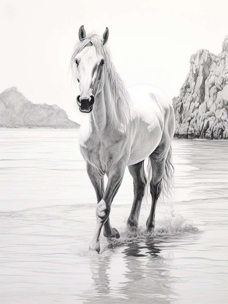 A Horse Oil Painting In Ao Nang Beach, Thailand, Portrait 2