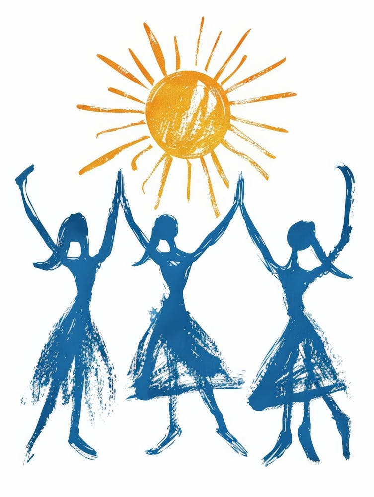 Three Girls Dancing In The Sun