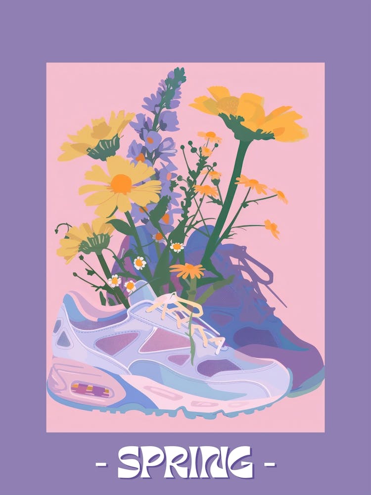 Spring Poster Retro Sneakers With Flowers 90s 5