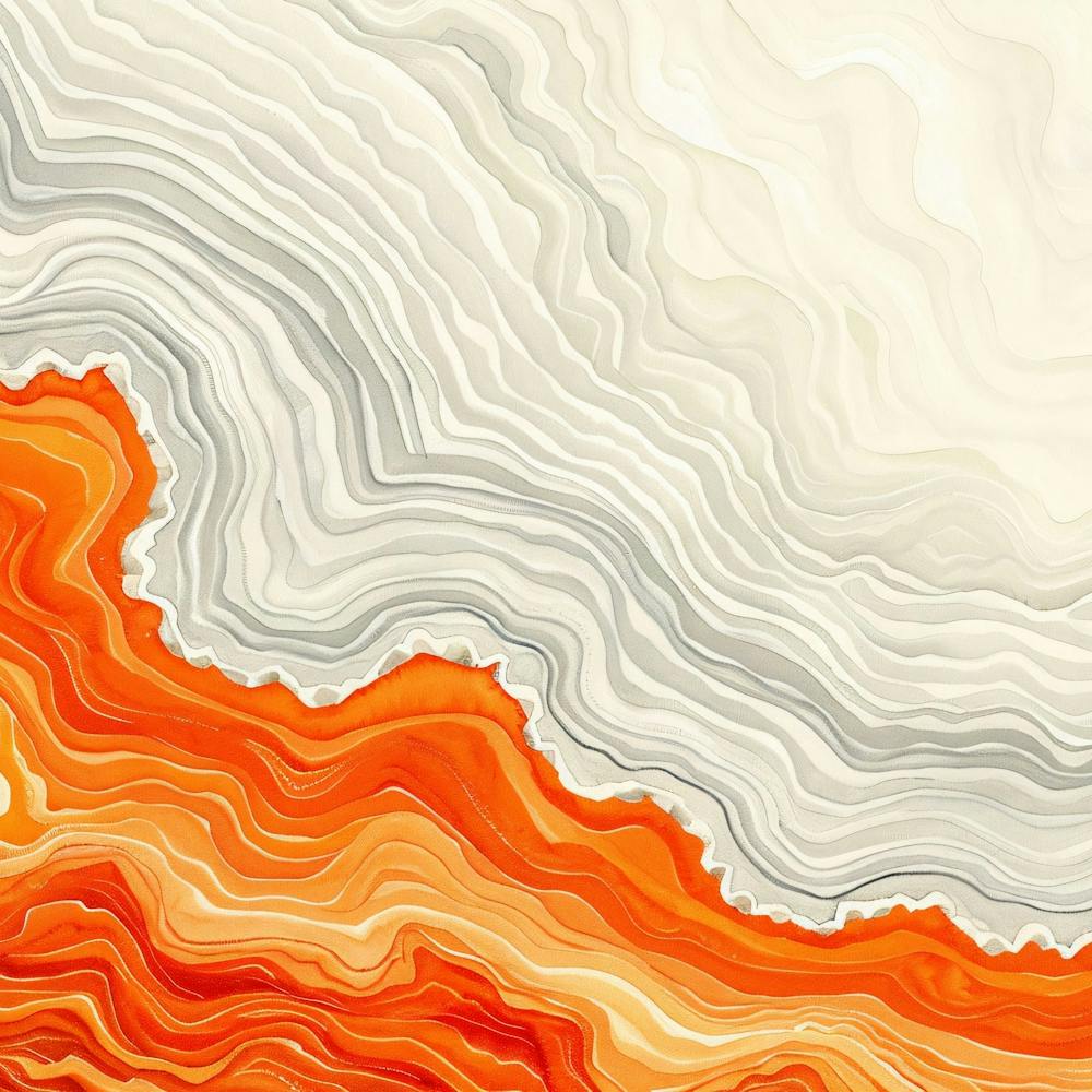 Abstract Orange And White Painting