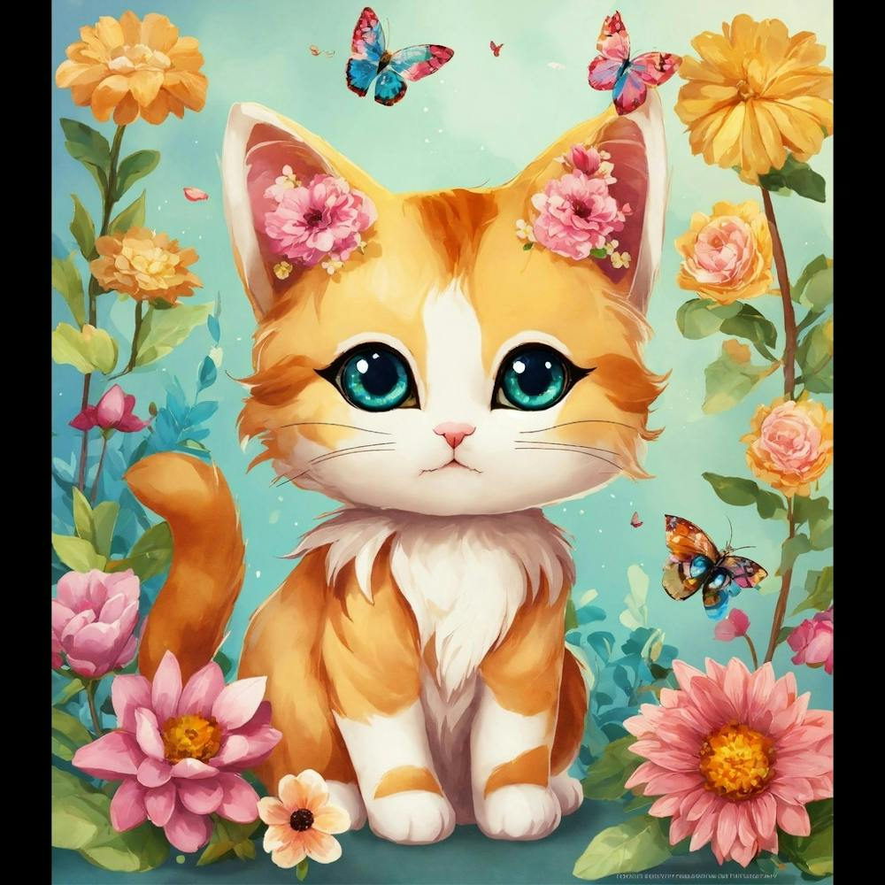 Kitty In Flowers