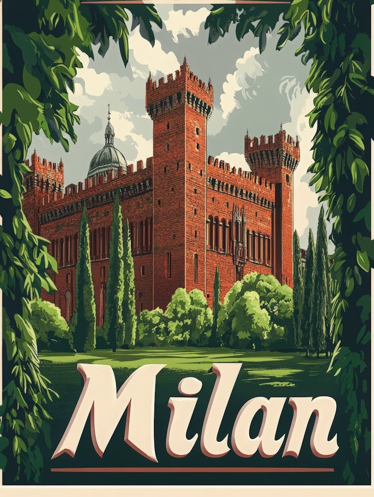 Aihrgdesign Une affiche de voyage rétro pour Milan