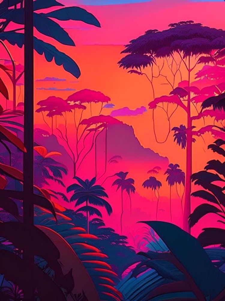 The Amazon Rainforest Sunset Dreamy Landscape