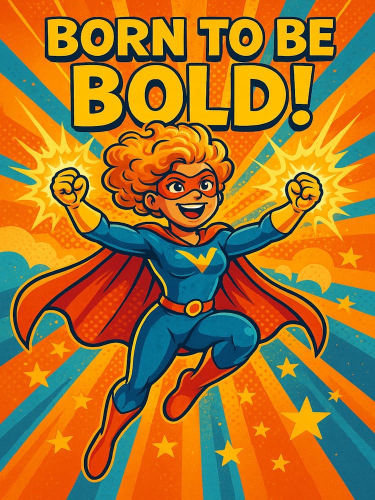 Born to Be Bold – Superhero Girl Printable Wall Art for Kids Room or Playroom