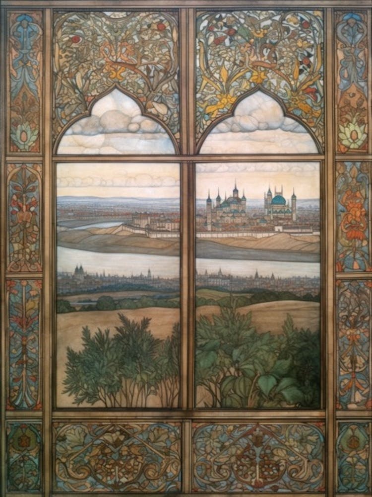 Window View Of Moscow Russia In The Style Of William Morris 3