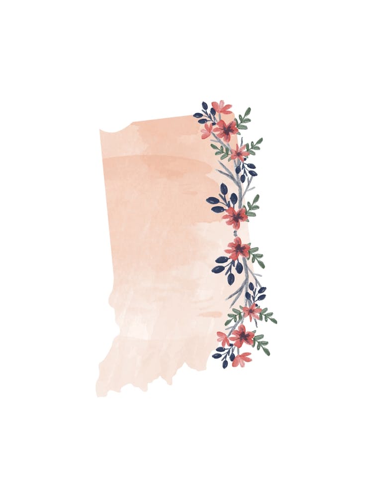 Indiana Watercolor Floral State
