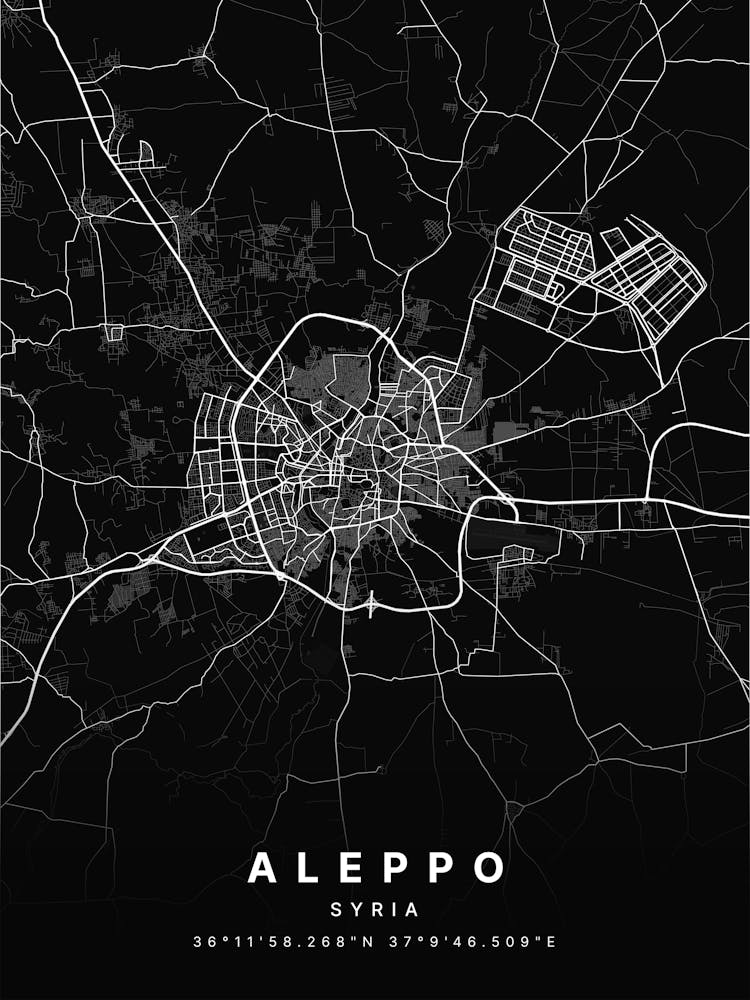 Aleppo Syria Black Map