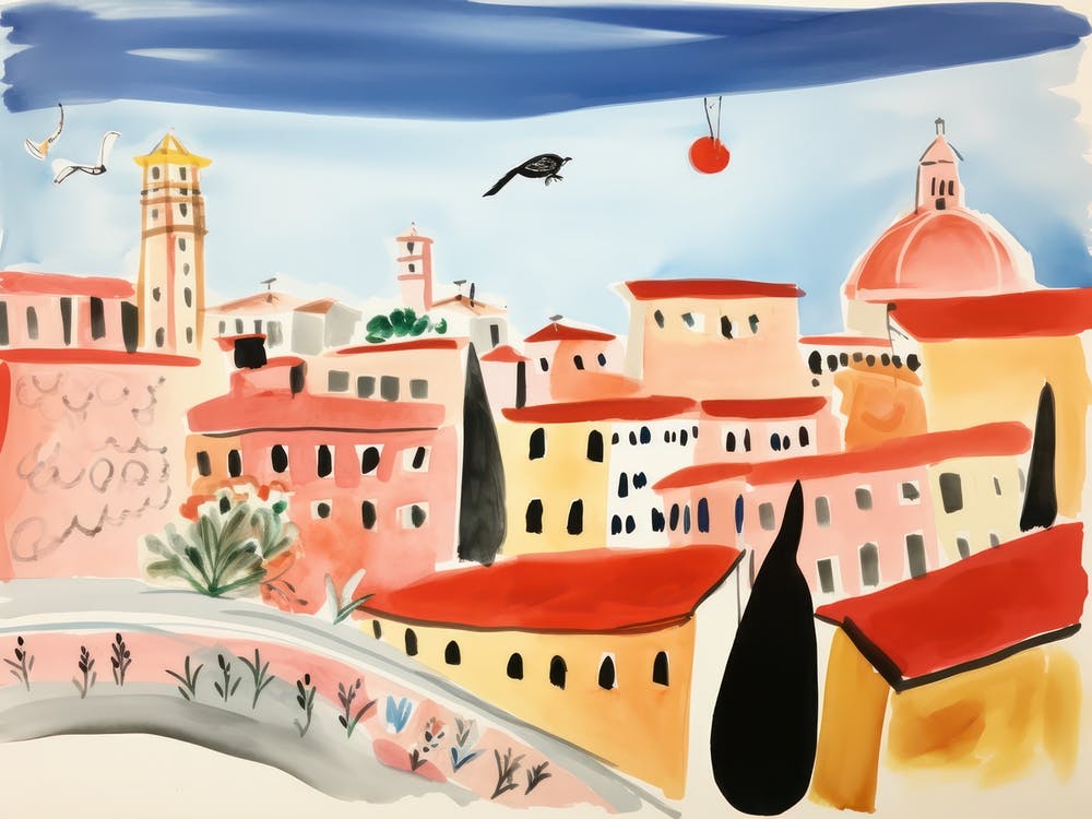 Bologna Italy Cute Watercolour Illustration 1