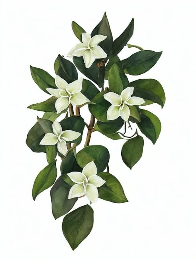 Madagascar Jasmine (Stephanotis Floribunda) Watercolor