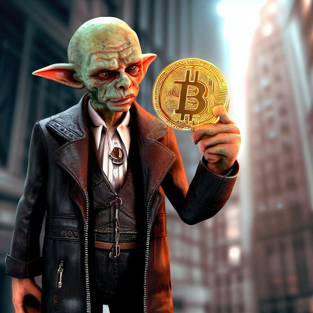 Creature Holding Bitcoin