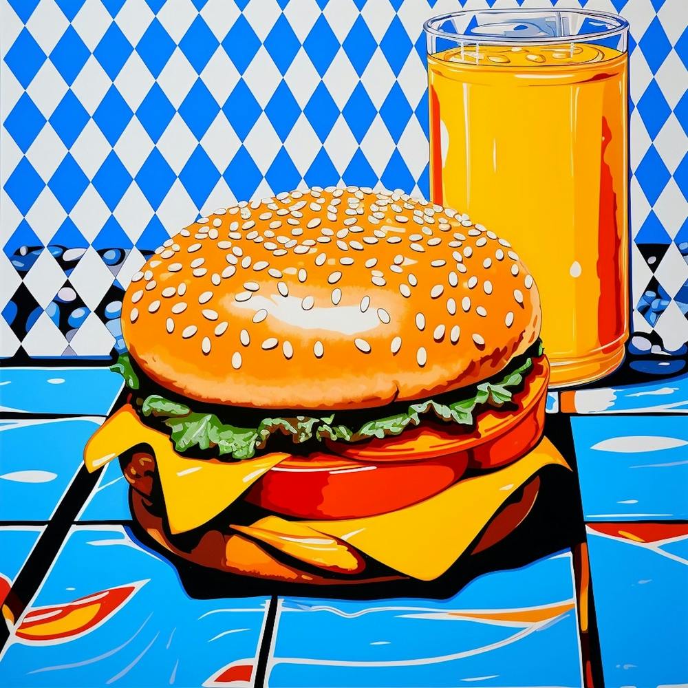 Blue Checkerboard Hamburger 1