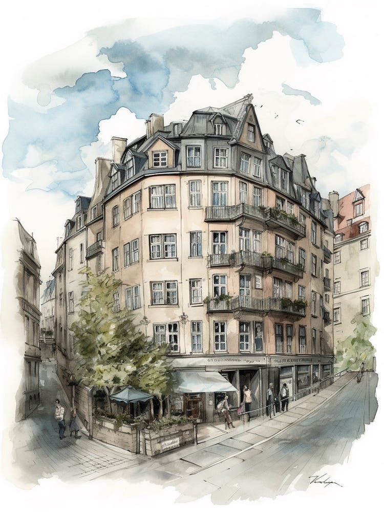 Vasastan Stockholm Viertel, Aquarell 4