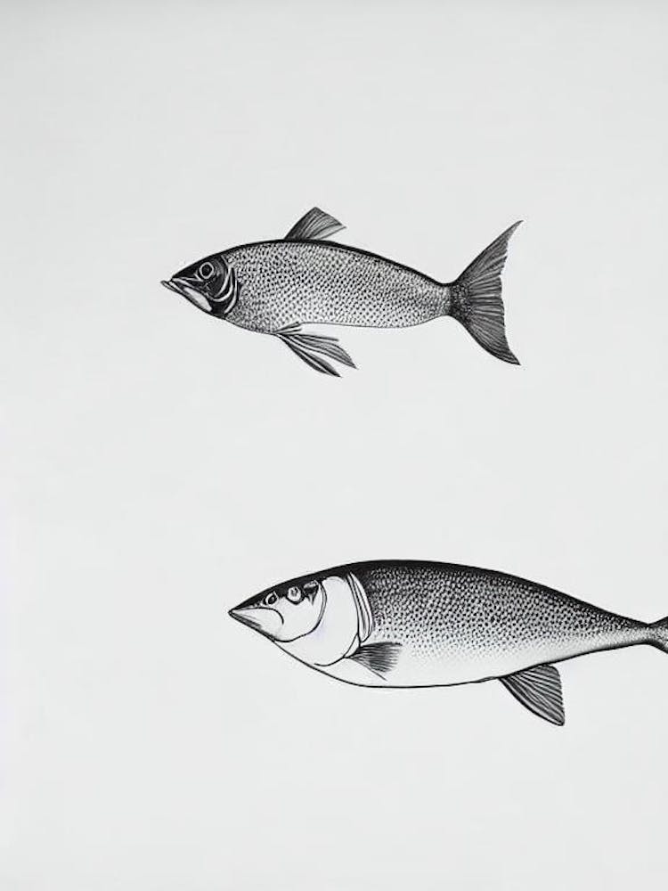 Fliegender Fisch Schwarz & Weiß Zeichnung