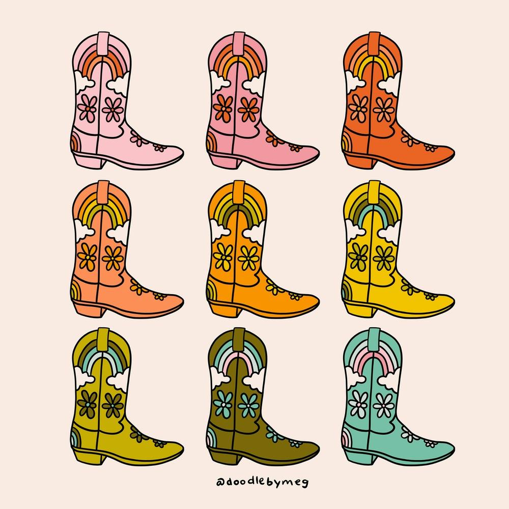 Rainbow Cowboy Boots