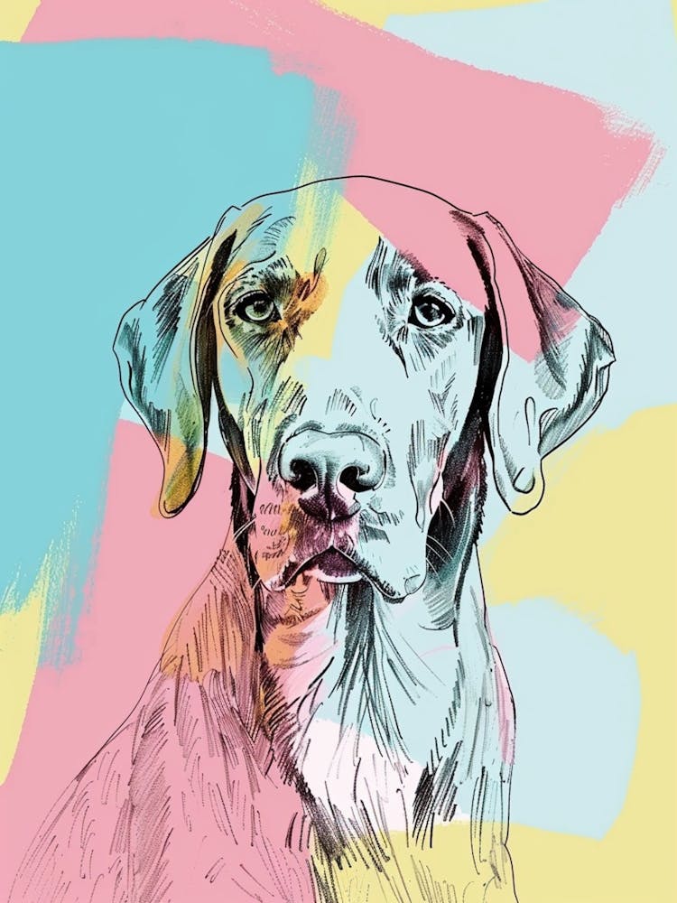 Chesapeake Bay Retriever Dog Pastel Line Watercolour Illustration 4