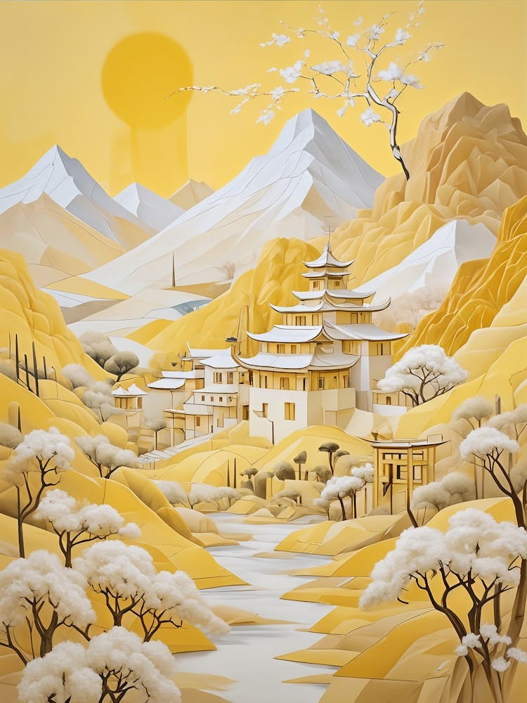 Oriental Landscape In Yellow no2