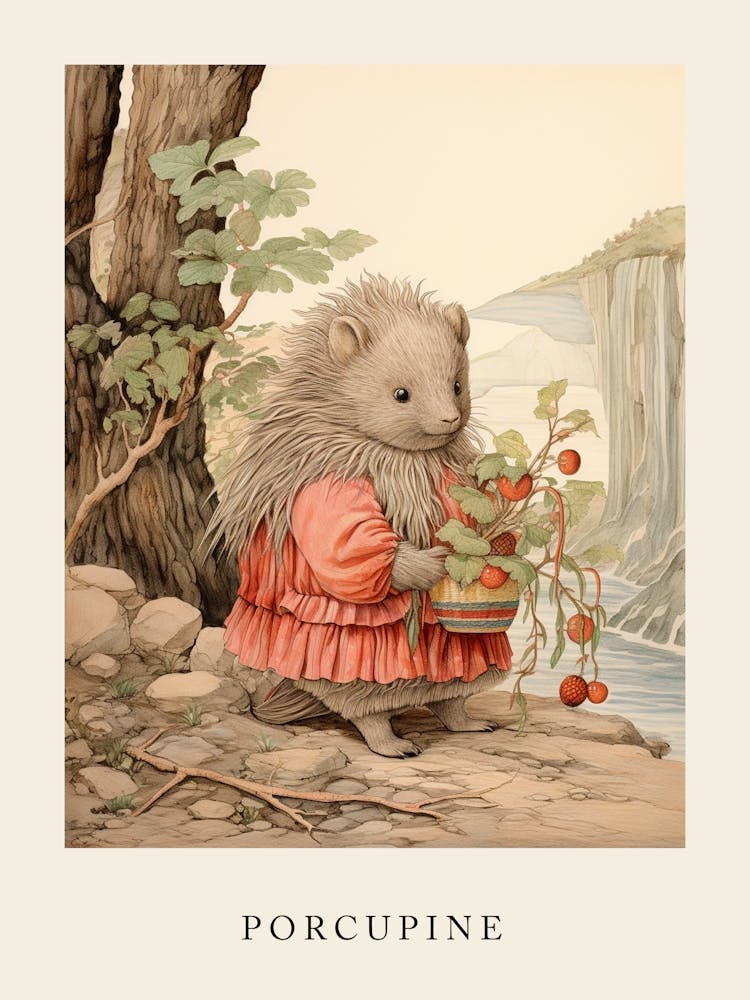 Beatrix Potter Inspired  Animal Watercolour Porcupine 3
