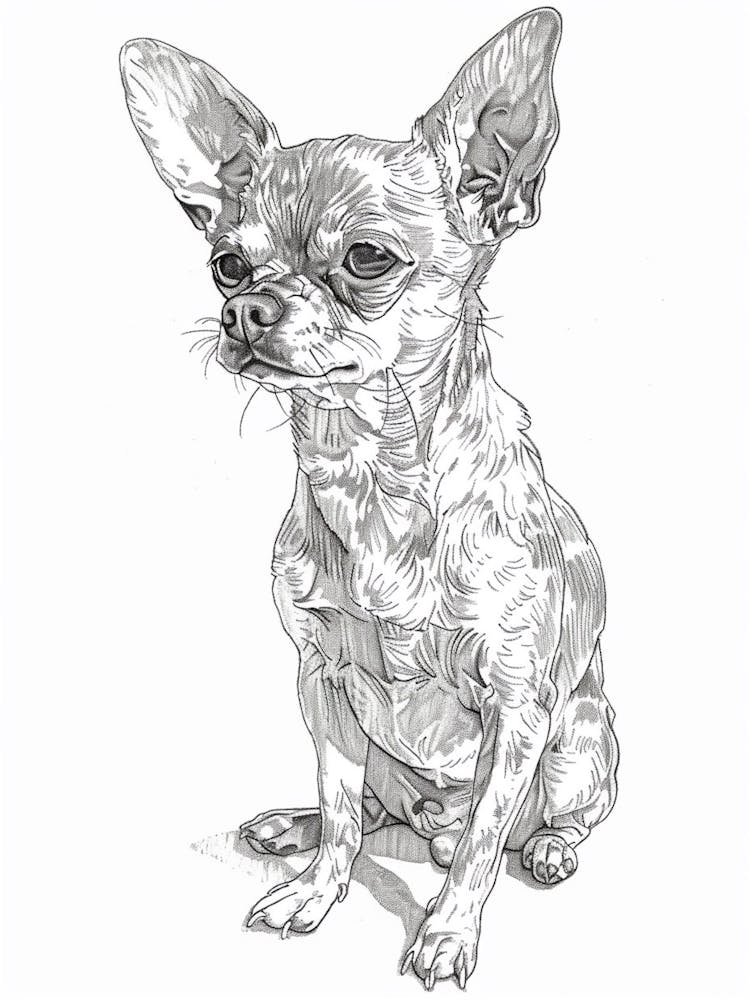 Chihuahua Dog Line Sketch 4