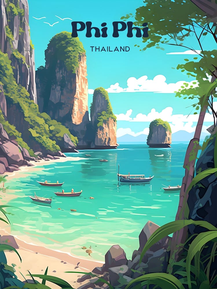 Phi Phi Thaïlande Art de Voyage Moderne d'Été