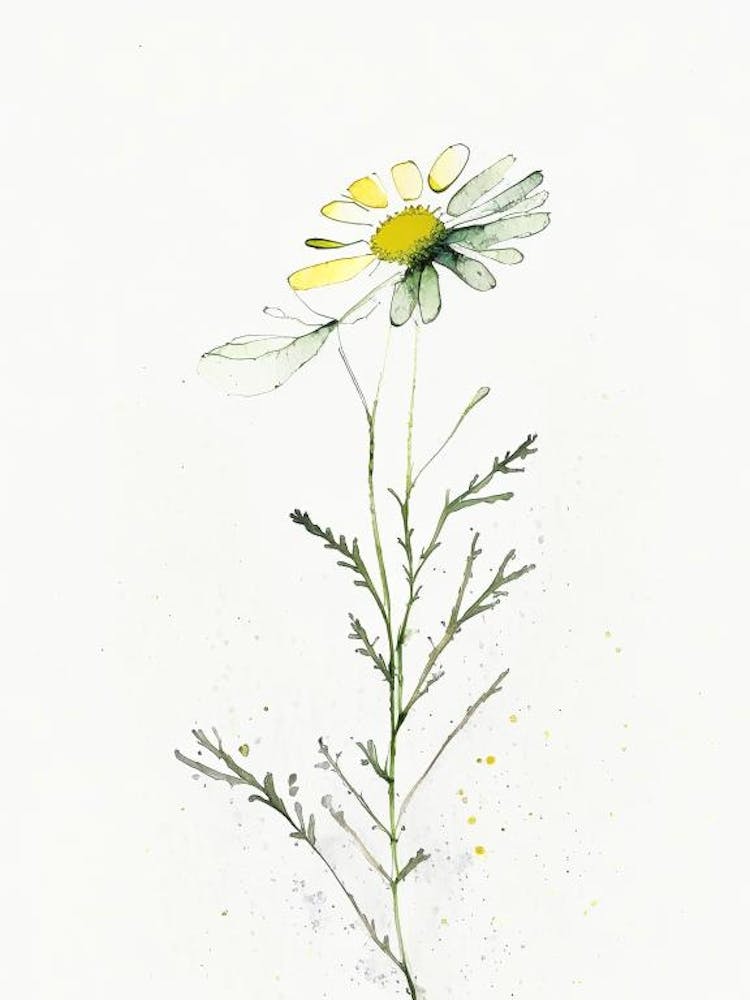 Kamillenblatt Minimalistische Aquarellmalerei