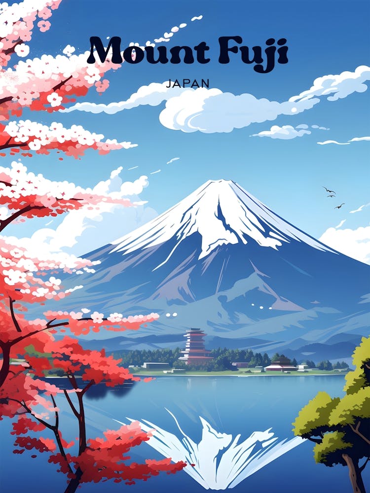 Mount Fuji Japan Adventure Travel Illustration