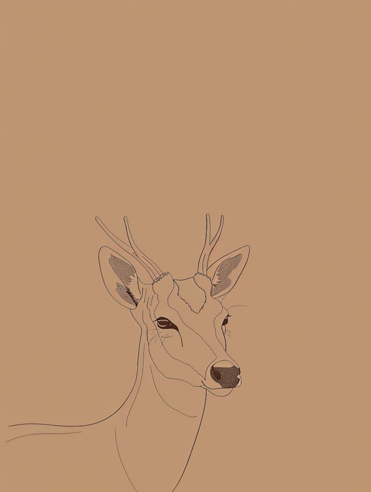 Deer - Boho, Line Art 13