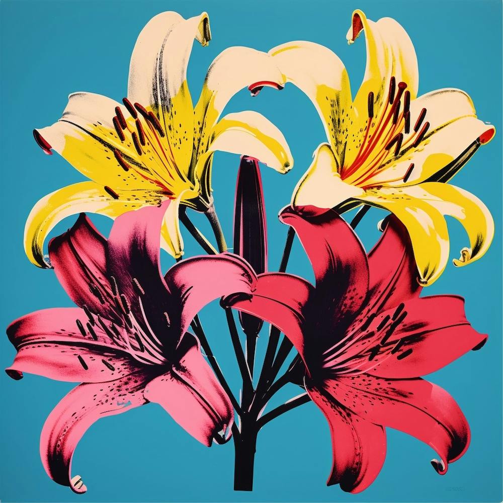 Andy Warhol Style Pop Art Flowers Lily 4 Square