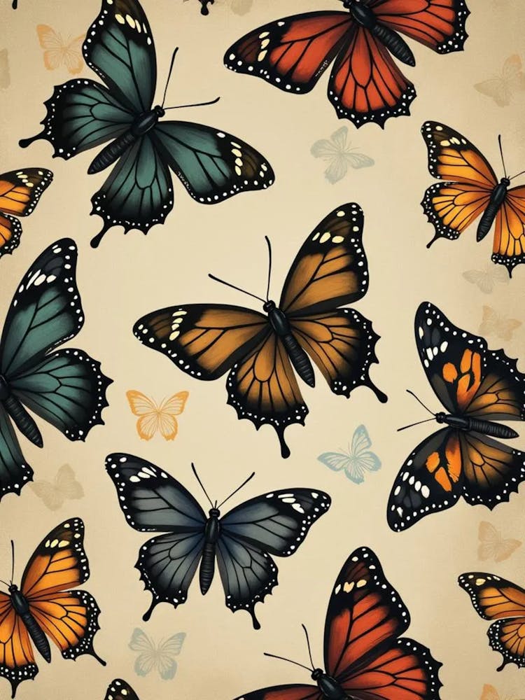 Seamless Pattern With Butterflies 2