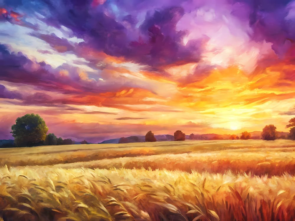 van gogh Sunset In A Wheat Field