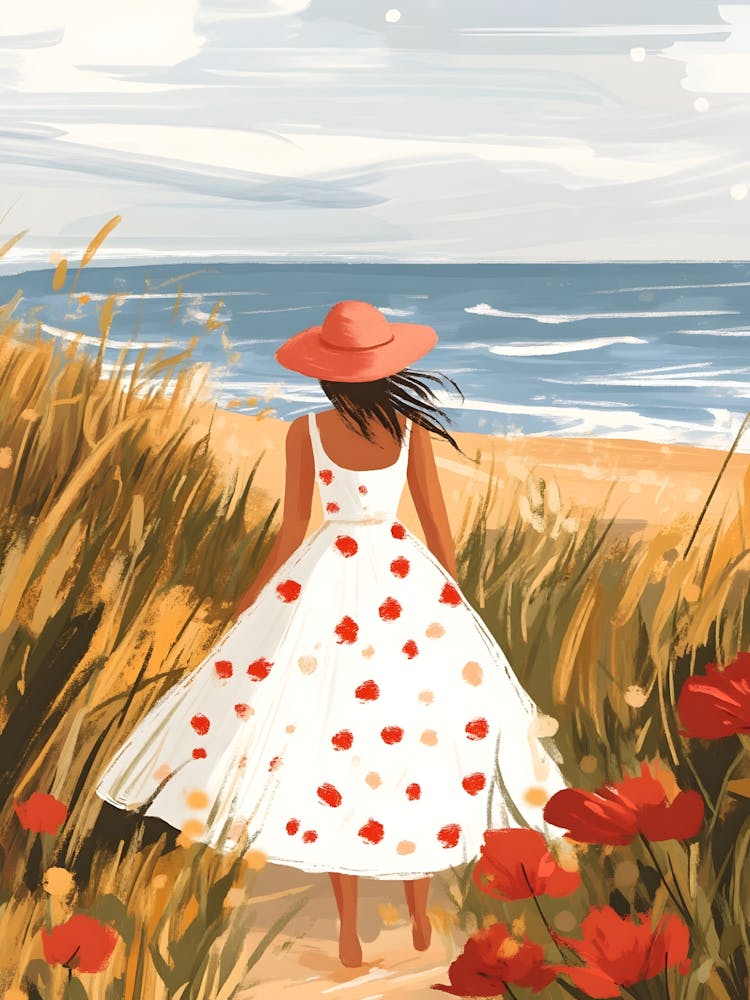 Girl Walking On The Beach